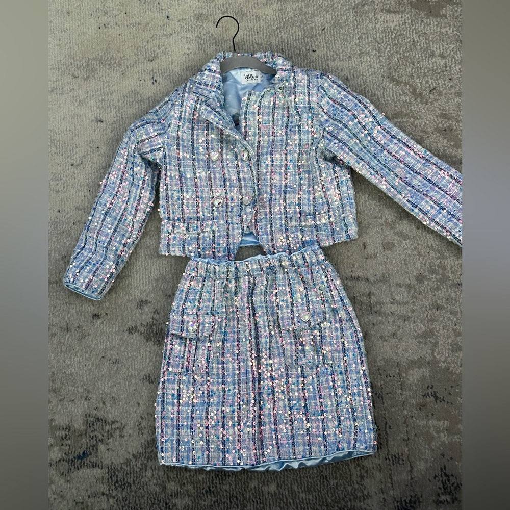 Lola and the Boys Sky Blue Coco Sequin Set Size 12